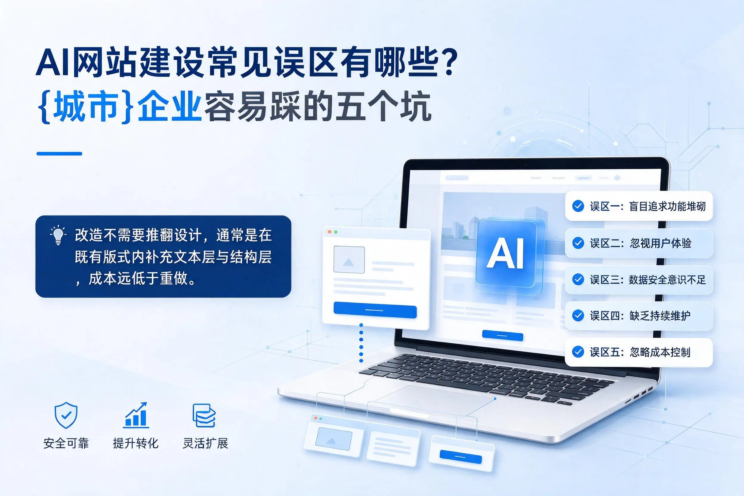 AI网站建设常见误区有哪些？乐山企业容易踩的五个坑