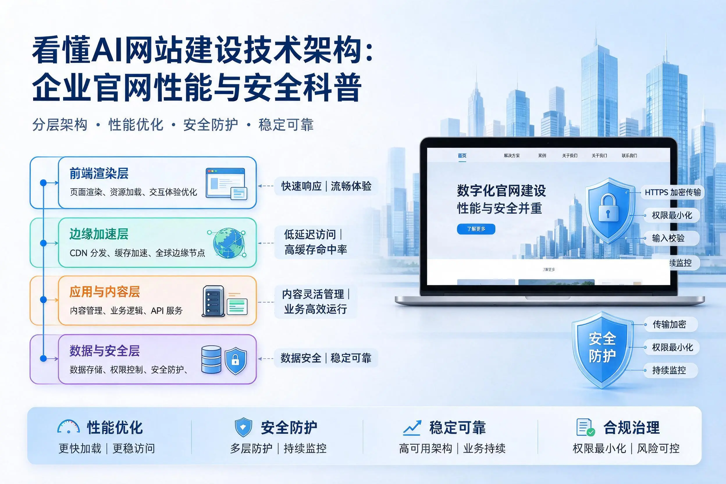 看懂AI网站建设技术架构:乐山企业官网性能与安全科普