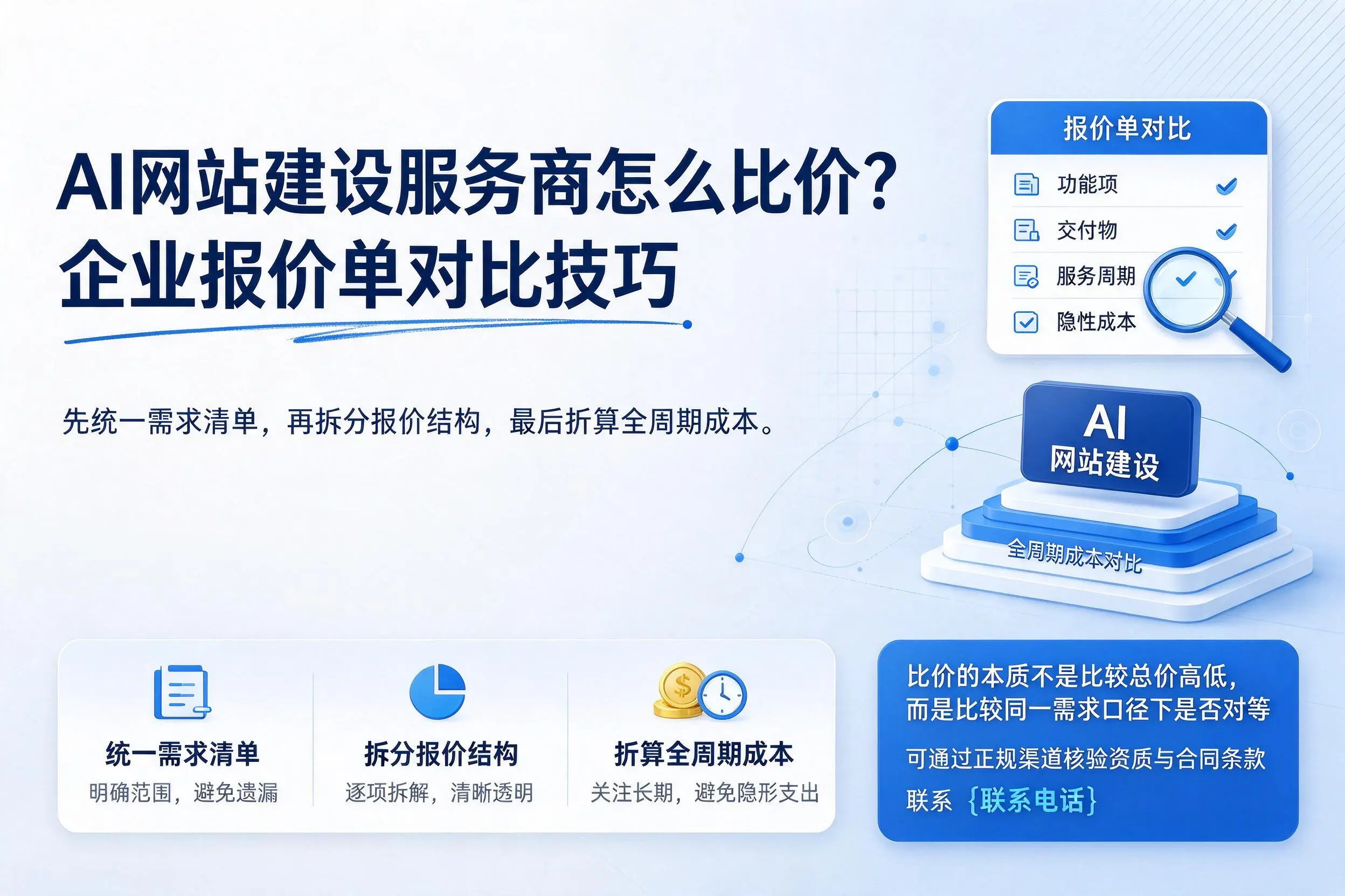 AI网站建设服务商怎么比价?乐山企业报价单对比技巧