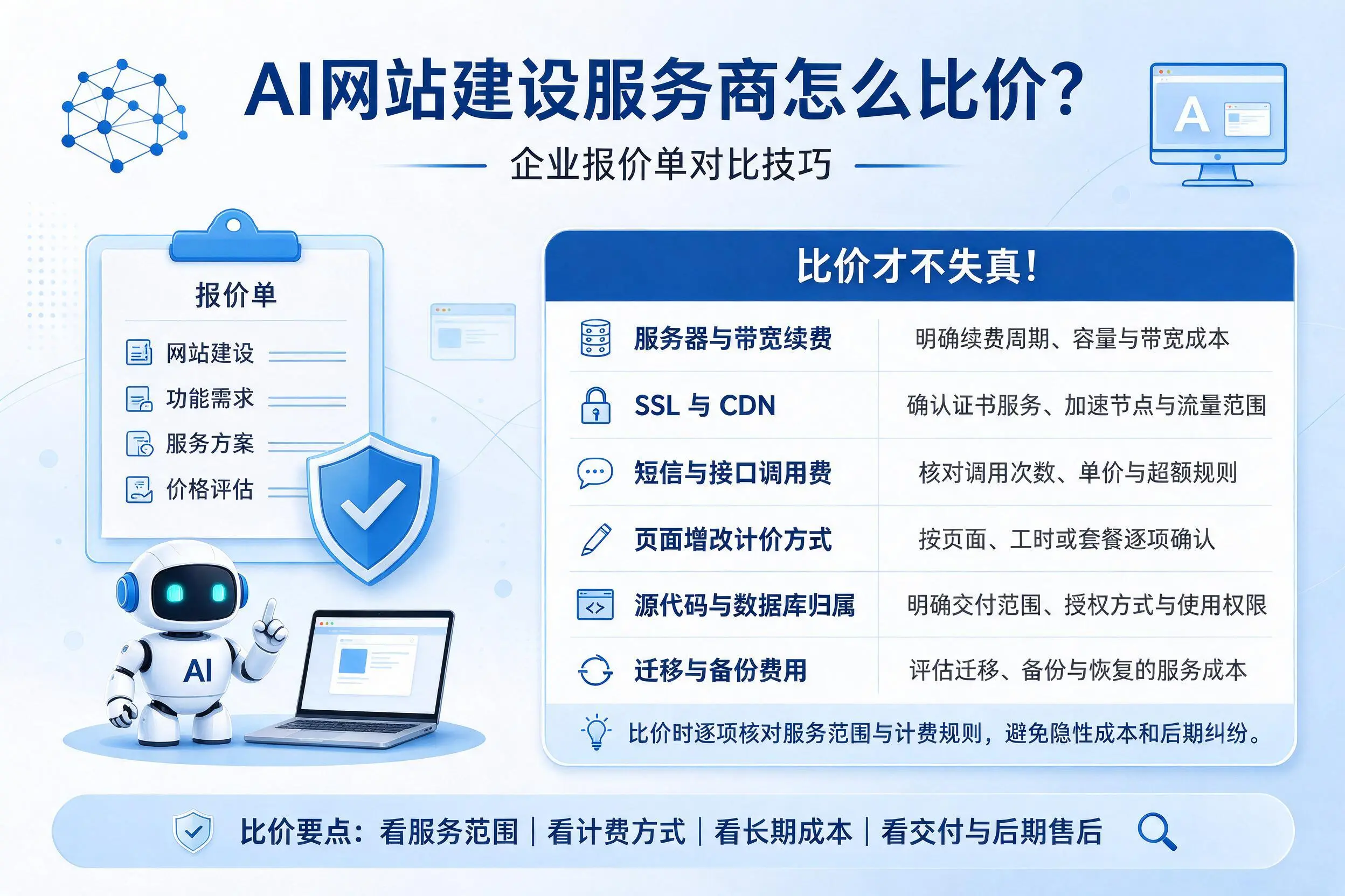 AI网站建设服务商怎么比价?乐山企业报价单对比技巧