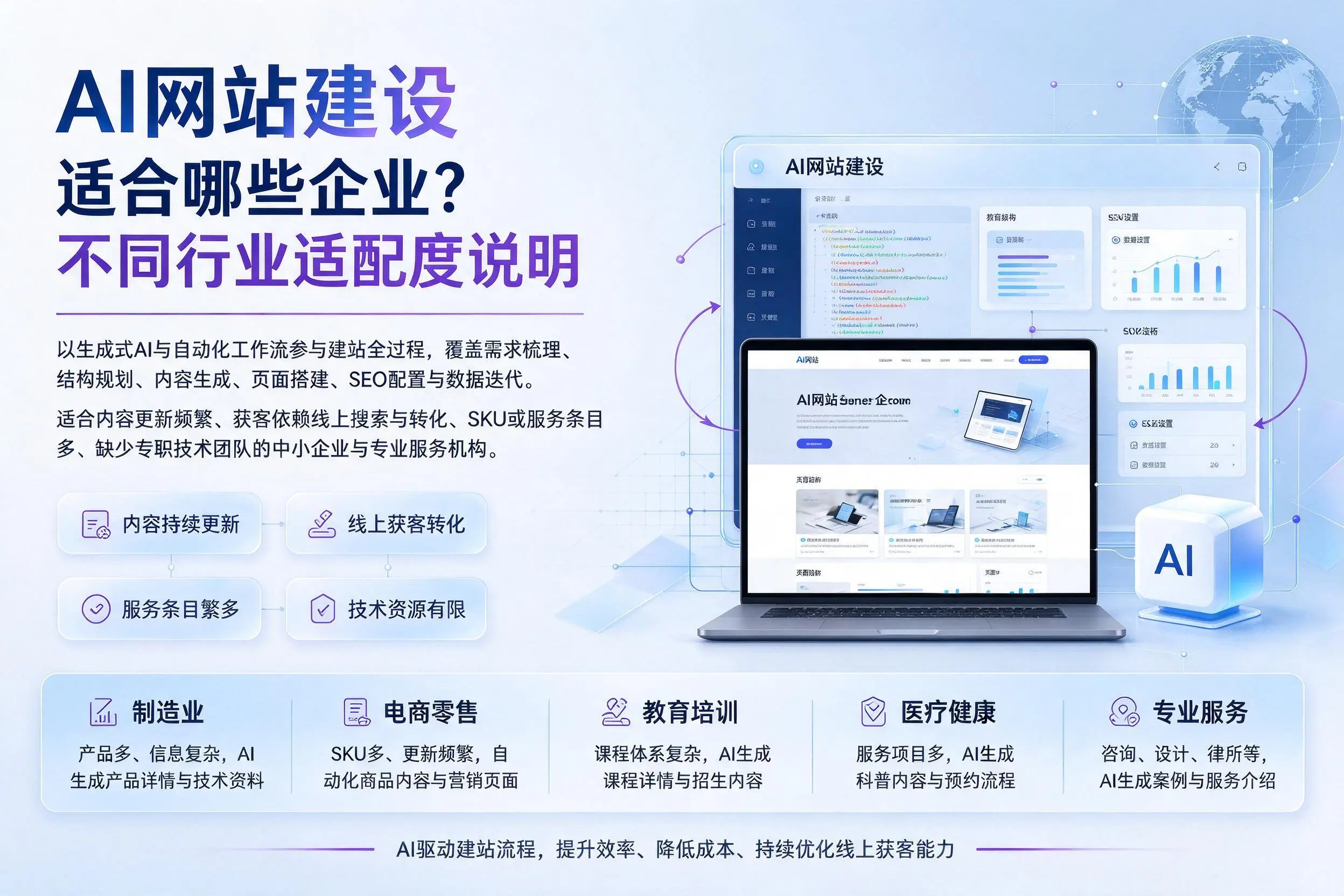 AI网站建设适合哪些企业？乐山不同行业适配度说明